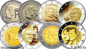 alle 2 Euro Münzen Luxemburg